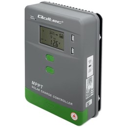 Qoltec Solarny regulator ładowania MPPT z czujnikiem temperatury 30A |12V / 24V | LCD | 2 x USB | Bluetooth | APP | GEL | LiFePO