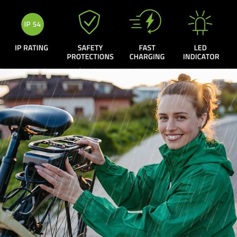 Qoltec Szybka Ładowarka Pro do roweru Bosch 36V | 42V | 2A | Bosch plug | wodoodporna +kabel zasilający