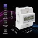 Qoltec Trójfazowy elektroniczny licznik | miernik zużycia energii na szynę DIN | 400V | 100A | LCD | 4P