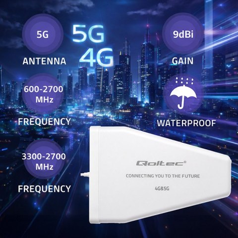 Qoltec Antena 4G 5G LTE | 9dBi | kierunkowa | zewnętrzna | N female | wodoodporna | 3m