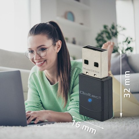 Qoltec Bezprzewodowy Ultra szybki mini adapter WiFi 6 | Standard AX | Bluetooth 5.4 | USB | 900Mbps