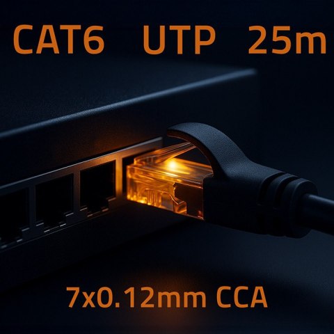 Qoltec Kabel Patchcord UTP | CAT6 | 2 x RJ-45 | High speed 1Gb/s | Pozłacane styki | 25m | czarny
