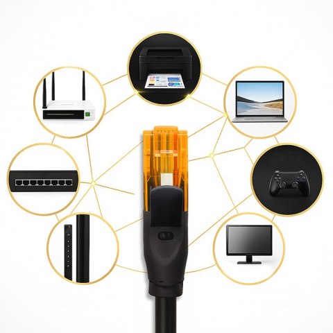 Qoltec Kabel Patchcord UTP | CAT6 | 2 x RJ-45 | High speed 1Gb/s | Pozłacane styki | 30m | czarny