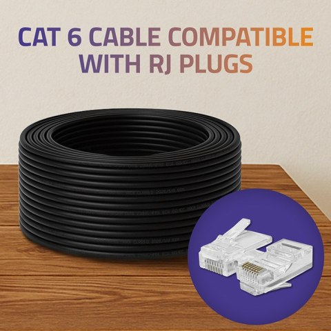 Qoltec Kabel Patchcord sieciowy skrętka UTP | CAT6 | High speed 1Gb/s | LAN | 100m | czarny