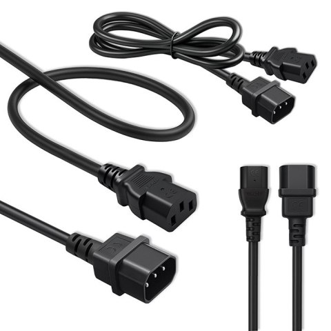 Qoltec Kabel przedłużający zasilający IEC C13/C14 | 3x1.5mm² | 1.8m