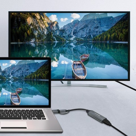 Qoltec Karta przechwytywania obrazu | Adapter USB-C USB-A | HDMI | 4K 30Hz | Aluminium