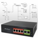 Qoltec Przełącznik sieciowy SWITCH FAST Ethernet PoE | 4x RJ45 | 2x RJ45 Uplink | 65W | 10/100Mb/s