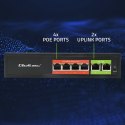 Qoltec Przełącznik sieciowy SWITCH FAST Ethernet PoE | 4x RJ45 | 2x RJ45 Uplink | 65W | 10/100Mb/s