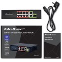 Qoltec Przełącznik sieciowy SWITCH FAST Ethernet PoE 8x RJ45 PoE 2x RJ45 Uplink 1x SFP | 120W | 1000 Mb