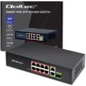 Qoltec Przełącznik sieciowy SWITCH FAST Ethernet PoE 8x RJ45 PoE 2x RJ45 Uplink 1x SFP | 120W | 1000 Mb
