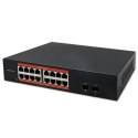 Qoltec Przełącznik sieciowy SWITCH Gigabit Ethernet PoE | 16x RJ45 | 2x SFP | 1000 Mb/s