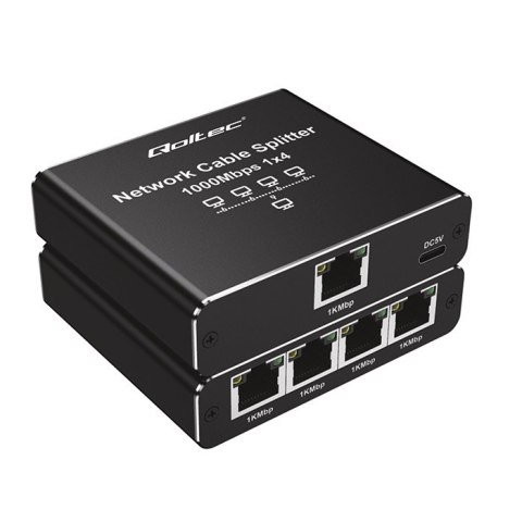 Qoltec Rozdzielacz Splitter Ethernet mini SWITCH 1x4 RJ45 | 1000Mb/s | USB-C | Aluminium