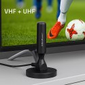 Qoltec Wewnętrzna Antena TV DVB-T2 ze wzmacniaczem sygnału i magnetyczną podstawą | 4K | 28dBi | 5m