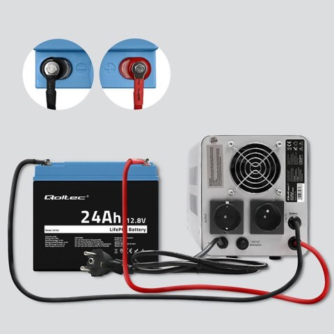 Qoltec Akumulator LiFePO4 Litowo-Żelazowo-Fosforanowy | 12.8V | 24Ah | 307.2Wh | BMS