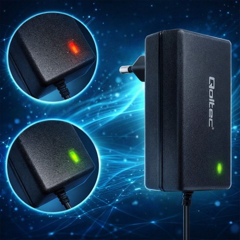 Qoltec Automatyczna ładowarka do akumulatora AGM GEL STD | Prostownik 12V | 2A | 24W | 5.5x2.1 | Kabel 1.8m
