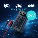 Qoltec Automatyczna ładowarka do akumulatora AGM GEL STD | Prostownik 24V | 19.2W | 5.5x2.1 | Kabel 1.8m