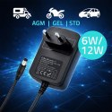 Qoltec Automatyczna ładowarka do akumulatora AGM GEL STD | Prostownik 6V/12V | 6W | 5.5x2.1 | Kabel 1.8m