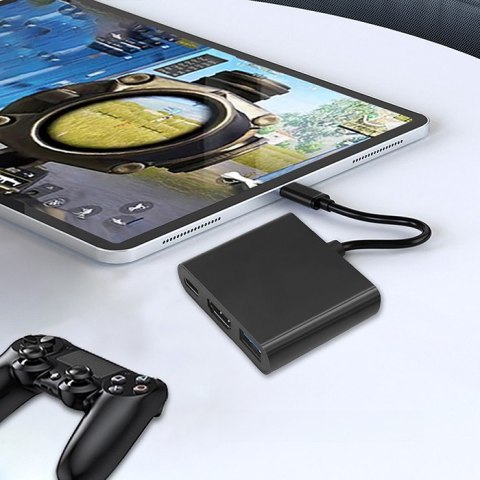 Qoltec Hub Adapter USB-C 3.1 3w1 | USB 3.0 | HDMI 4K | USB-C 3.1 PD 100W