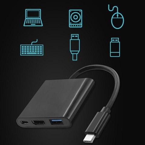 Qoltec Hub Adapter USB-C 3.1 3w1 | USB 3.0 | HDMI 4K | USB-C 3.1 PD 100W