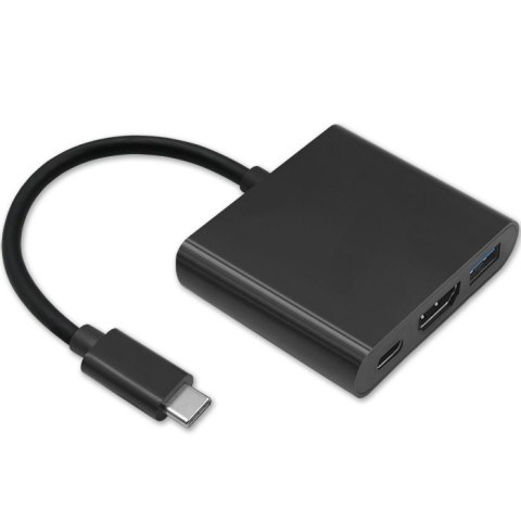 Qoltec Hub Adapter USB-C 3.1 3w1 | USB 3.0 | HDMI 4K | USB-C 3.1 PD 100W
