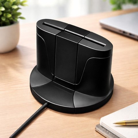 Qoltec Inteligentny czytnik chipowych kart ID SCR-0632 | USB 2.0 + Adapter USB-C