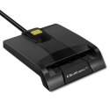 Qoltec Inteligentny czytnik chipowych kart ID SCR-0634 | USB 2.0 + Adapter USB-C