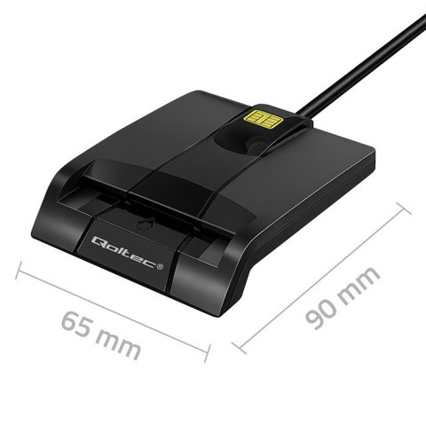 Qoltec Inteligentny czytnik chipowych kart ID SCR-0634 | USB 2.0 + Adapter USB-C