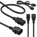 Qoltec Kabel zasilający IEC C13 | C14 | 3x1.00mm² | Czysta miedź Cu | 2m