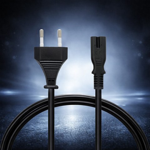 Qoltec Kabel zasilający IEC C7 | CEE 7/16 | ósemka | 2x0.75mm² | Czysta miedz CU | 3m