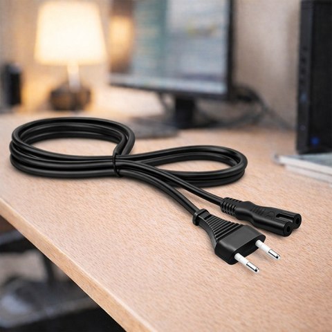 Qoltec Kabel zasilający IEC C7 | CEE 7/16 | ósemka | 2x0.75mm² | Czysta miedz CU | 3m