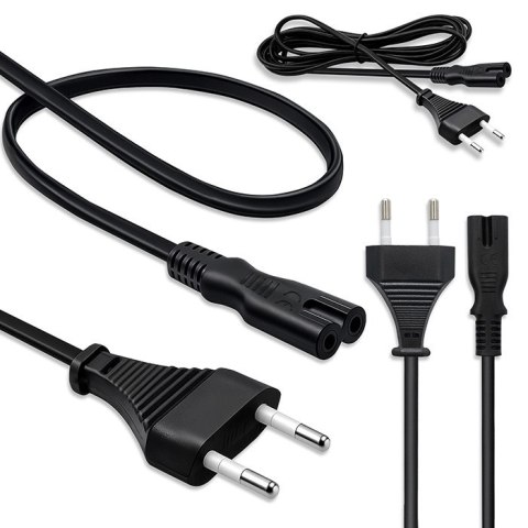 Qoltec Kabel zasilający IEC C7 | CEE 7/16 | ósemka | 2x0.75mm² | Czysta miedz CU | 3m