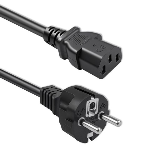 Qoltec Kabel zasilający SCHUKO | IEC C13 | CEE 7/7 | 3x0.75mm² | Czysta miedź Cu | 1.5m