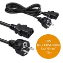 Qoltec Kabel zasilający SCHUKO | IEC C13 | CEE 7/7 | 3x0.75mm² | Czysta miedź Cu | 1.5m
