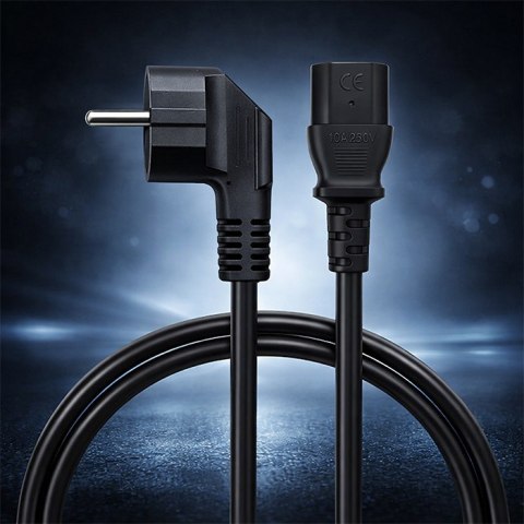 Qoltec Kabel zasilający SCHUKO | IEC C13 | CEE 7/7 | 3x0.75mm² | Czysta miedź Cu | 2m