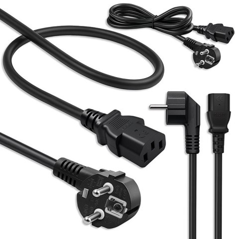 Qoltec Kabel zasilający SCHUKO | IEC C13 | CEE 7/7 | 3x0.75mm² | Czysta miedź Cu | 2m