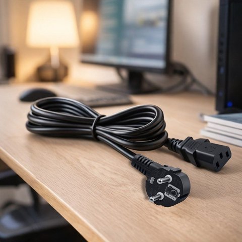 Qoltec Kabel zasilający SCHUKO | IEC C13 | CEE 7/7 | 3x1.00mm² | Czysta miedź Cu | 2m