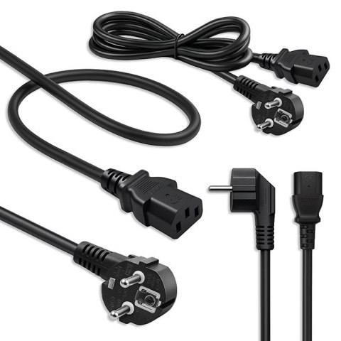 Qoltec Kabel zasilający SCHUKO | IEC C13 | CEE 7/7 | 3x1.00mm² | Czysta miedź Cu | 2m