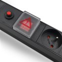 Qoltec Listwa zasilająca PDU antyprzeciążeniowa do RACK 19" | 1U | 16A | 6xFRENCH | 2m