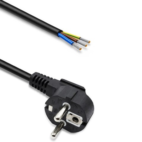 Qoltec Przewód zasilający SCHUKO CEE 7/7 | miedź Cu | odizolowany lutowany | 3x0.75 mm² | 5m