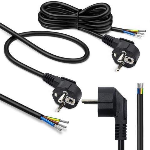 Qoltec Przewód zasilający SCHUKO CEE 7/7 | miedź Cu | odizolowany lutowany | 3x0.75 mm² | 5m