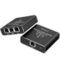 Qoltec Rozdzielacz Splitter Ethernet mini SWITCH 1x3 RJ45 | 1000Mb/s | USB-C | Aluminium