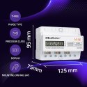 Qoltec Trójfazowy elektroniczny licznik | miernik zużycia energii na szynę DIN | 400V | 100A | LCD | LED | 7P