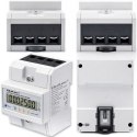 Qoltec Trójfazowy elektroniczny licznik z resetem | miernik zużycia energii na szynę DIN | 400V | 100A | LCD | LED | 4P