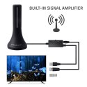 Qoltec Wewnętrzna mocna Antena TV DVB-T/T2 | wzmacniacz sygnału | 4K | wysoki zysk 32dBi | 360º | Kabel 4m