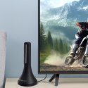 Qoltec Wewnętrzna mocna Antena TV DVB-T/T2 | wzmacniacz sygnału | 4K | wysoki zysk 32dBi | 360º | Kabel 4m