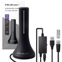 Qoltec Wewnętrzna mocna Antena TV DVB-T/T2 | wzmacniacz sygnału | 4K | wysoki zysk 32dBi | 360º | Kabel 4m