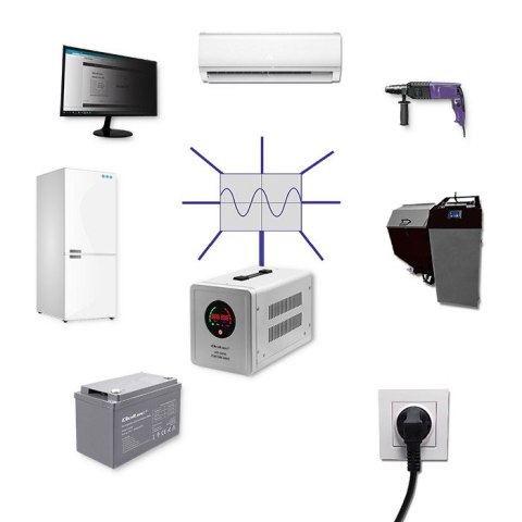 Qoltec Zasilacz awaryjny UPS 500VA/350 | Przetwornica 12/230V z AVR | Sinus