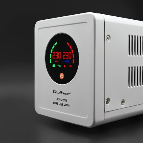 Qoltec Zasilacz awaryjny UPS 500VA/350 | Przetwornica 12/230V z AVR | Sinus