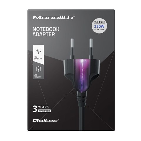 Qoltec Zasilacz do laptopa Asus 230W | 19.5V | 11.8A | 5.5*2.5 |+kabel zasilający