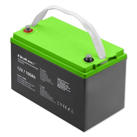 Qoltec Akumulator żelowy GEL | 12V | 100Ah | 29.3kg | Bezobsługowy | Professional | LongLife | PV, UPS, kamper, łódź